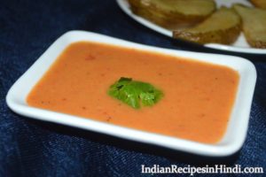 tomato garlic chutney, tomato sauce recipe hindi, टमाटर लहसुन की चटनी