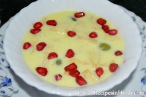 fruit custard image, फ्रूट कस्टर्ड रेसिपी, how to make fruit custard in Hindi